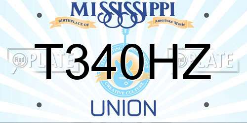 T340HZ Mississippi License Plate