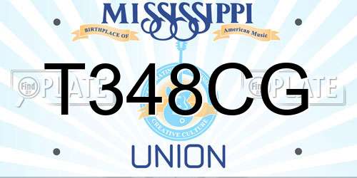 T348CG Mississippi License Plate