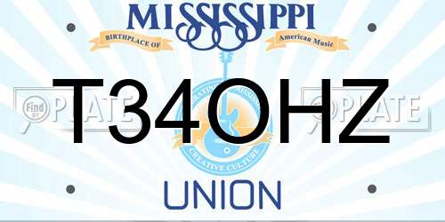 T34OHZ Mississippi License Plate