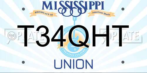 T34QHT Mississippi License Plate