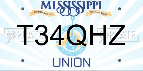 T34QHZ Mississippi License Plate