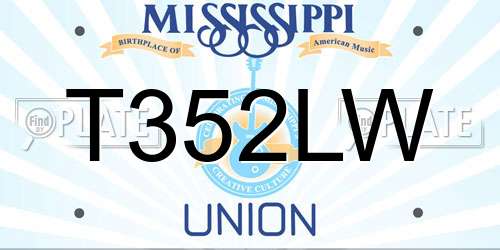 T352LW Mississippi License Plate