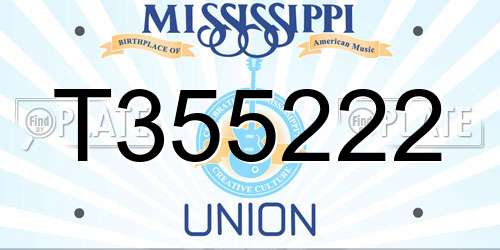 T355222 Mississippi License Plate