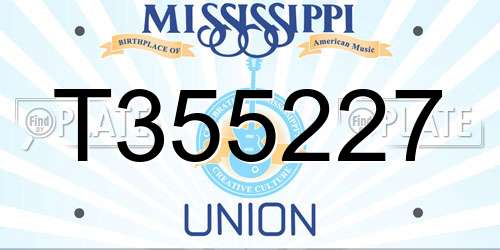 T355227 Mississippi License Plate
