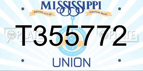 T355772 Mississippi License Plate