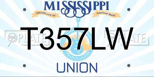 T357LW Mississippi License Plate