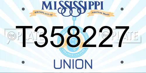 T358227 Mississippi License Plate