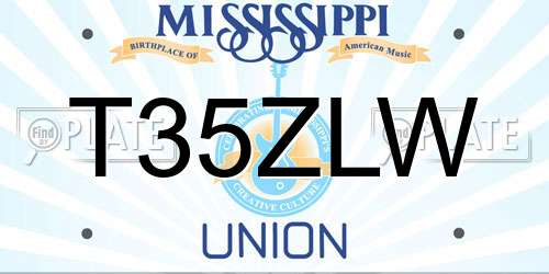 T35ZLW Mississippi License Plate