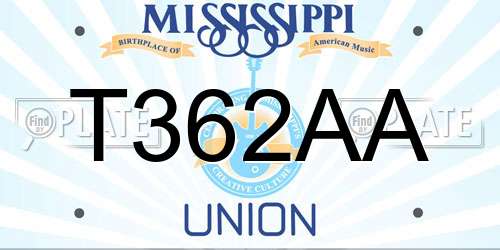 T362AA Mississippi License Plate