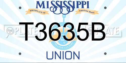 T3635B Mississippi License Plate