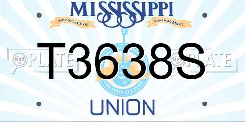 T3638S Mississippi License Plate