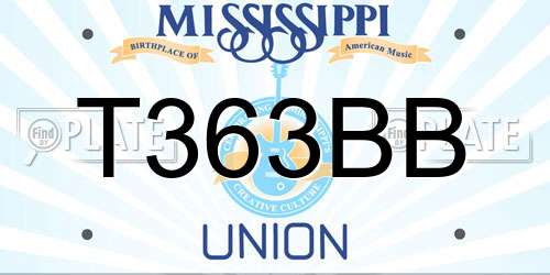 T363BB Mississippi License Plate