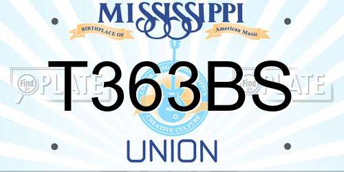 T363BS Mississippi License Plate