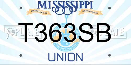 T363SB Mississippi License Plate