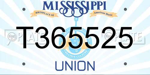 T365525 Mississippi License Plate