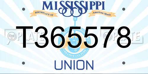 T365578 Mississippi License Plate