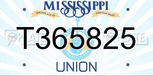 T365825 Mississippi License Plate