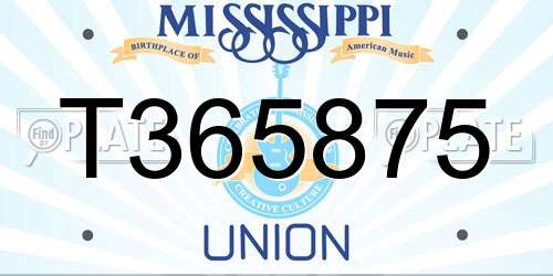 T365875 Mississippi License Plate