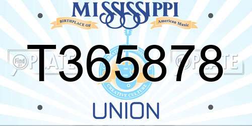T365878 Mississippi License Plate