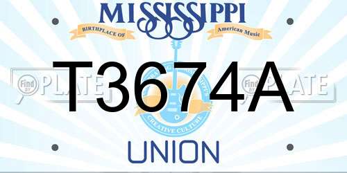T3674A Mississippi License Plate
