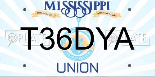 T36DYA Mississippi License Plate