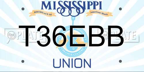 T36EBB Mississippi License Plate