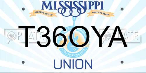 T36OYA Mississippi License Plate