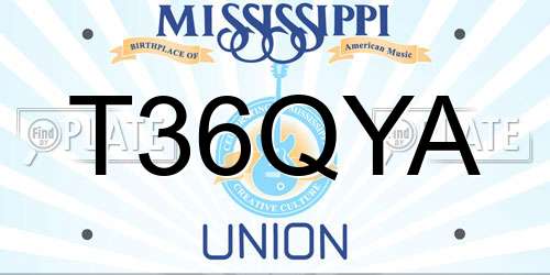 T36QYA Mississippi License Plate