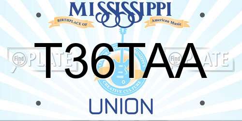 T36TAA Mississippi License Plate