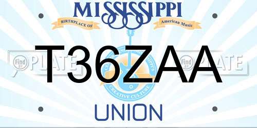 T36ZAA Mississippi License Plate