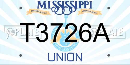 T3726A Mississippi License Plate