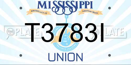 T3783I Mississippi License Plate