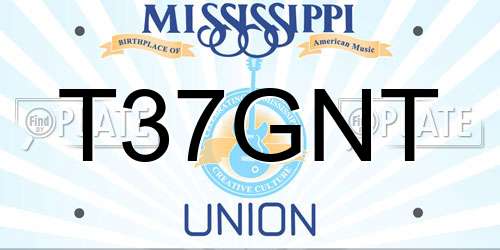 T37GNT Mississippi License Plate