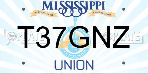 T37GNZ Mississippi License Plate