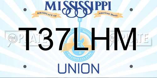 T37LHM Mississippi License Plate