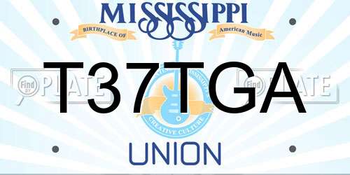 T37TGA Mississippi License Plate