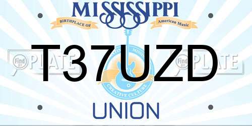 T37UZD Mississippi License Plate