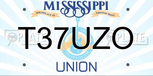 T37UZO Mississippi License Plate