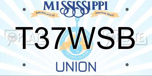 T37WSB Mississippi License Plate