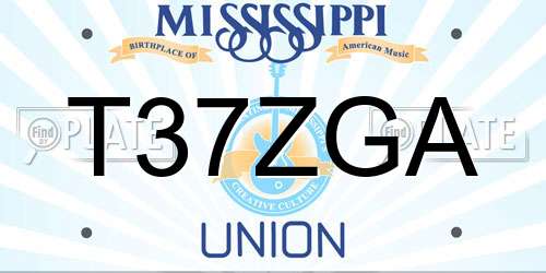 T37ZGA Mississippi License Plate