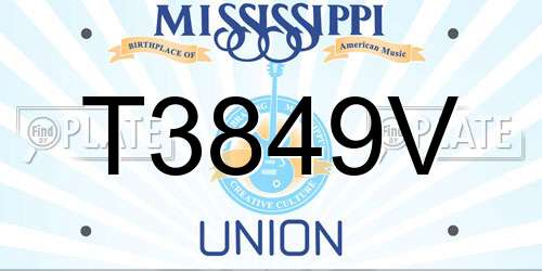 T3849V Mississippi License Plate