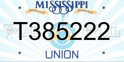T385222 Mississippi License Plate