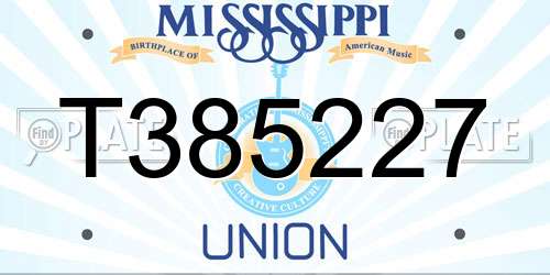 T385227 Mississippi License Plate