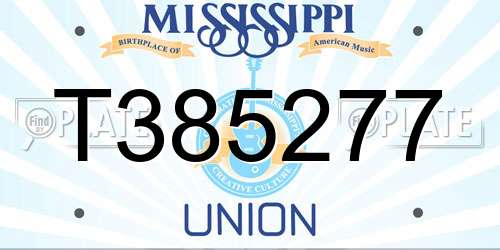 T385277 Mississippi License Plate