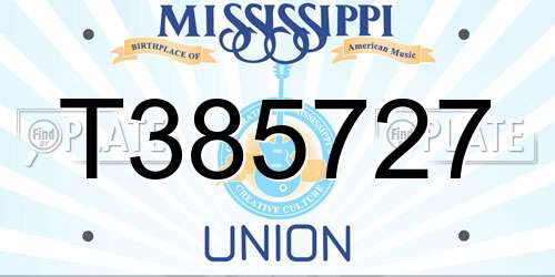 T385727 Mississippi License Plate