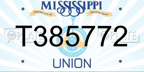 T385772 Mississippi License Plate