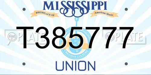 T385777 Mississippi License Plate