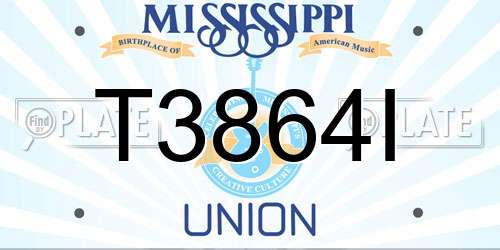 T3864I Mississippi License Plate