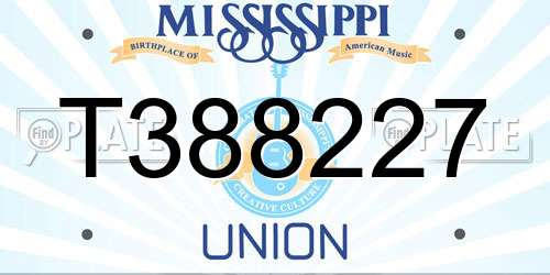 T388227 Mississippi License Plate