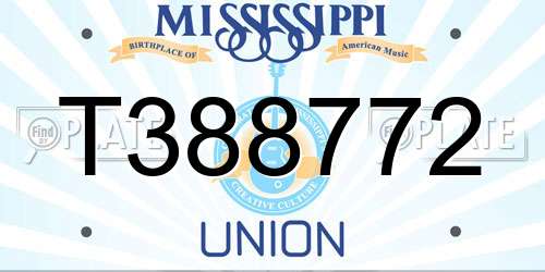 T388772 Mississippi License Plate
